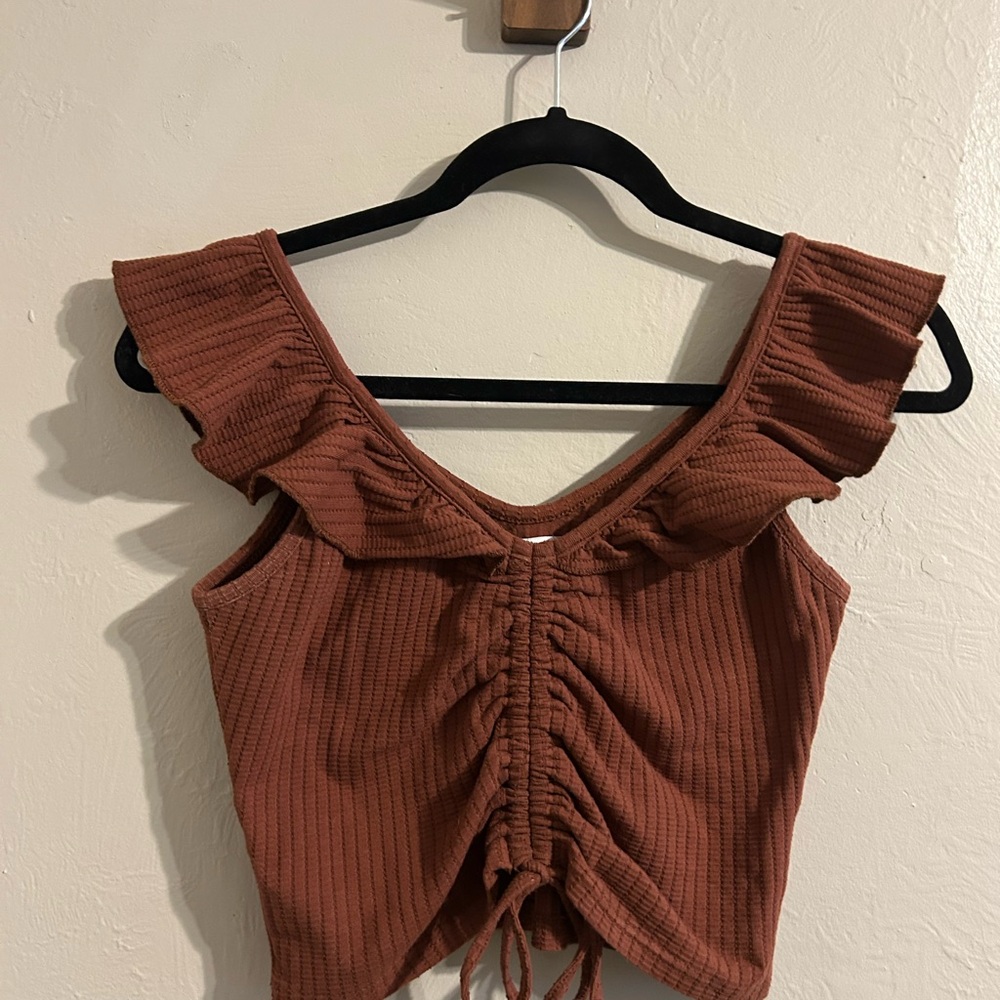 O'Neill Terracotta Ribbed Crop Top